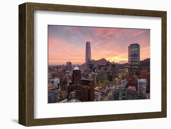 Skyline of Santiago with the Gran Torre, Santiago, Chile, South America-Yadid Levy-Framed Photographic Print