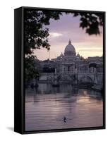 Skyline of St. Peter's from Ponte Umberto, Rome, Lazio, Italy-Adam Woolfitt-Framed Stretched Canvas