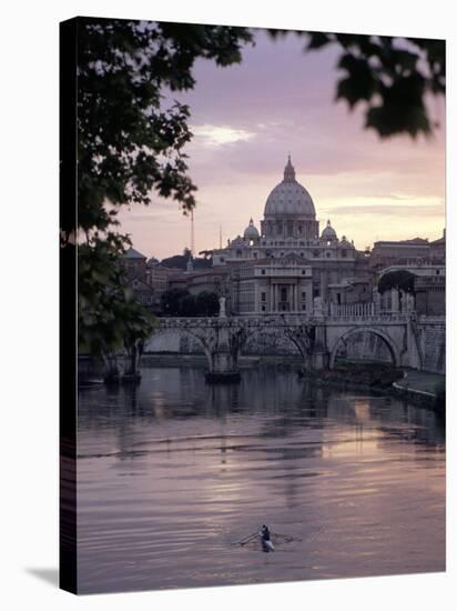 Skyline of St. Peter's from Ponte Umberto, Rome, Lazio, Italy-Adam Woolfitt-Stretched Canvas