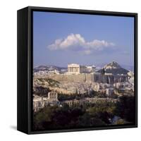 Skyline of the Acropolis with Lykabettos Hill in the Background, Athens, Greece-Roy Rainford-Framed Stretched Canvas