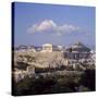 Skyline of the Acropolis with Lykabettos Hill in the Background, Athens, Greece-Roy Rainford-Stretched Canvas