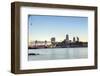 Skyline of the City of London and Tower Bridge at Twilight Shot from Bermondsey, London, England-Alex Robinson-Framed Photographic Print