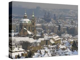 Skyline of the City of Prague in the Winter, with Snow on the Roofs, Czech Republic, Europe-Taylor Liba-Stretched Canvas