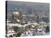 Skyline of the City of Prague in the Winter, with Snow on the Roofs, Czech Republic, Europe-Taylor Liba-Stretched Canvas