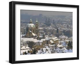 Skyline of the City of Prague in the Winter, with Snow on the Roofs, Czech Republic, Europe-Taylor Liba-Framed Photographic Print