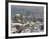 Skyline of the City of Prague in the Winter, with Snow on the Roofs, Czech Republic, Europe-Taylor Liba-Framed Photographic Print