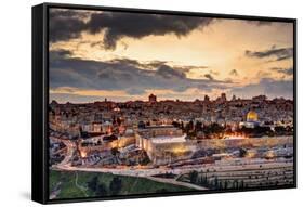 Skyline of the Old City and Temple Mount in Jerusalem, Israel.-SeanPavonePhoto-Framed Stretched Canvas