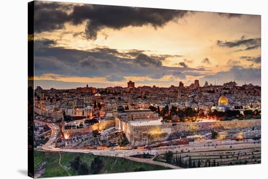Skyline of the Old City and Temple Mount in Jerusalem, Israel.-SeanPavonePhoto-Stretched Canvas