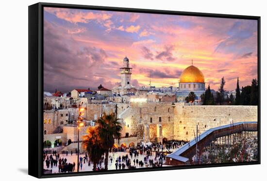 Skyline of the Old City at He Western Wall and Temple Mount in Jerusalem, Israel.-SeanPavonePhoto-Framed Stretched Canvas