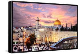 Skyline of the Old City at He Western Wall and Temple Mount in Jerusalem, Israel.-SeanPavonePhoto-Framed Stretched Canvas