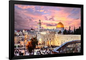 Skyline of the Old City at He Western Wall and Temple Mount in Jerusalem, Israel.-SeanPavonePhoto-Framed Premium Photographic Print