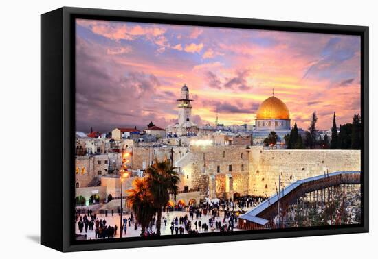 Skyline of the Old City at He Western Wall and Temple Mount in Jerusalem, Israel.-SeanPavonePhoto-Framed Stretched Canvas