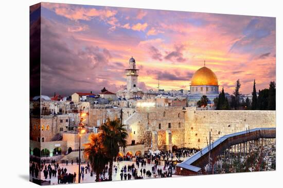 Skyline of the Old City at He Western Wall and Temple Mount in Jerusalem, Israel.-SeanPavonePhoto-Stretched Canvas