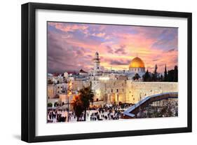 Skyline of the Old City at He Western Wall and Temple Mount in Jerusalem, Israel.-SeanPavonePhoto-Framed Photographic Print