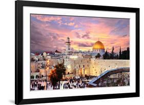 Skyline of the Old City at He Western Wall and Temple Mount in Jerusalem, Israel.-SeanPavonePhoto-Framed Photographic Print