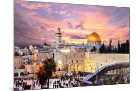 Skyline of the Old City at He Western Wall and Temple Mount in Jerusalem, Israel.-SeanPavonePhoto-Mounted Photographic Print