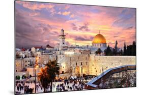 Skyline of the Old City at He Western Wall and Temple Mount in Jerusalem, Israel.-SeanPavonePhoto-Mounted Photographic Print