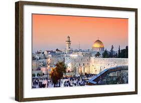 Skyline of the Old City at He Western Wall and Temple Mount in Jerusalem, Israel.-ESB Professional-Framed Photographic Print