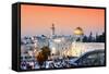 Skyline of the Old City at He Western Wall and Temple Mount in Jerusalem, Israel.-ESB Professional-Framed Stretched Canvas