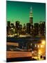 Skyline of the Skyscrapers of Manhattan by Green Night from Brooklyn-Philippe Hugonnard-Mounted Photographic Print
