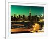 Skyline of the Skyscrapers of Manhattan by Green Night from Brooklyn-Philippe Hugonnard-Framed Photographic Print