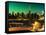 Skyline of the Skyscrapers of Manhattan by Green Night from Brooklyn-Philippe Hugonnard-Framed Stretched Canvas