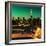 Skyline of the Skyscrapers of Manhattan by Green Night from Brooklyn-Philippe Hugonnard-Framed Photographic Print