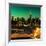 Skyline of the Skyscrapers of Manhattan by Green Night from Brooklyn-Philippe Hugonnard-Framed Photographic Print
