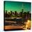 Skyline of the Skyscrapers of Manhattan by Green Night from Brooklyn-Philippe Hugonnard-Stretched Canvas