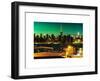 Skyline of the Skyscrapers of Manhattan by Green Night from Brooklyn-Philippe Hugonnard-Framed Art Print