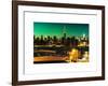 Skyline of the Skyscrapers of Manhattan by Green Night from Brooklyn-Philippe Hugonnard-Framed Art Print