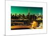 Skyline of the Skyscrapers of Manhattan by Green Night from Brooklyn-Philippe Hugonnard-Mounted Art Print