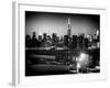 Skyline of the Skyscrapers of Manhattan by Night from Brooklyn-Philippe Hugonnard-Framed Photographic Print