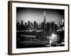 Skyline of the Skyscrapers of Manhattan by Night from Brooklyn-Philippe Hugonnard-Framed Photographic Print