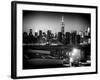 Skyline of the Skyscrapers of Manhattan by Night from Brooklyn-Philippe Hugonnard-Framed Photographic Print