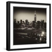 Skyline of the Skyscrapers of Manhattan by Night from Brooklyn-Philippe Hugonnard-Framed Photographic Print