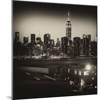 Skyline of the Skyscrapers of Manhattan by Night from Brooklyn-Philippe Hugonnard-Mounted Photographic Print