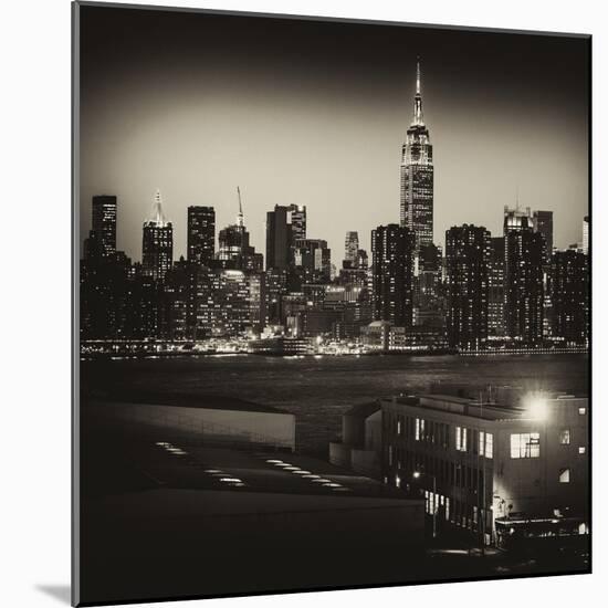 Skyline of the Skyscrapers of Manhattan by Night from Brooklyn-Philippe Hugonnard-Mounted Photographic Print