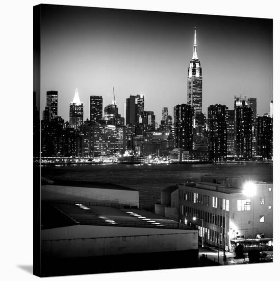 Skyline of the Skyscrapers of Manhattan by Night from Brooklyn-Philippe Hugonnard-Stretched Canvas