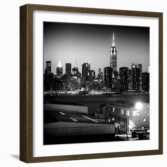 Skyline of the Skyscrapers of Manhattan by Night from Brooklyn-Philippe Hugonnard-Framed Photographic Print