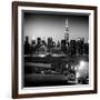 Skyline of the Skyscrapers of Manhattan by Night from Brooklyn-Philippe Hugonnard-Framed Photographic Print