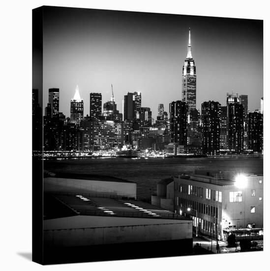 Skyline of the Skyscrapers of Manhattan by Night from Brooklyn-Philippe Hugonnard-Stretched Canvas