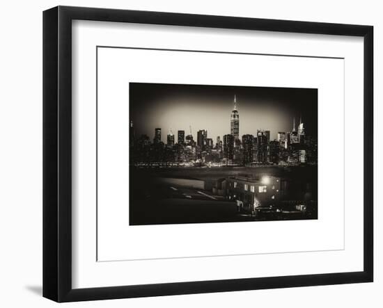 Skyline of the Skyscrapers of Manhattan by Night from Brooklyn-Philippe Hugonnard-Framed Art Print