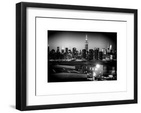 Skyline of the Skyscrapers of Manhattan by Night from Brooklyn-Philippe Hugonnard-Framed Art Print