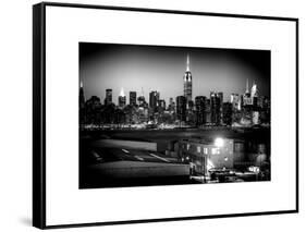 Skyline of the Skyscrapers of Manhattan by Night from Brooklyn-Philippe Hugonnard-Framed Stretched Canvas