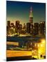 Skyline of the Skyscrapers of Manhattan by Nightfall from Brooklyn-Philippe Hugonnard-Mounted Photographic Print