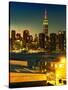 Skyline of the Skyscrapers of Manhattan by Nightfall from Brooklyn-Philippe Hugonnard-Stretched Canvas