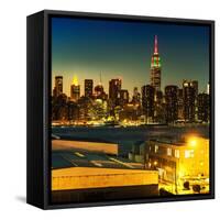 Skyline of the Skyscrapers of Manhattan by Nightfall from Brooklyn-Philippe Hugonnard-Framed Stretched Canvas