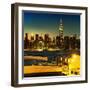 Skyline of the Skyscrapers of Manhattan by Nightfall from Brooklyn-Philippe Hugonnard-Framed Photographic Print