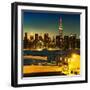 Skyline of the Skyscrapers of Manhattan by Nightfall from Brooklyn-Philippe Hugonnard-Framed Photographic Print